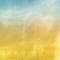 Airy abstract in blue and golden yellow