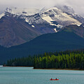 Canoeing on Maligne Lake, Alberta, Canda