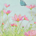 Gods Garden Pink Flower Butterfly Art