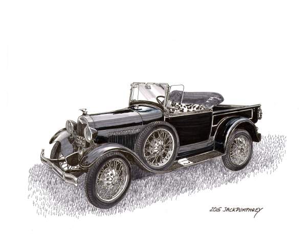 Pen and Ink art of Automobiles