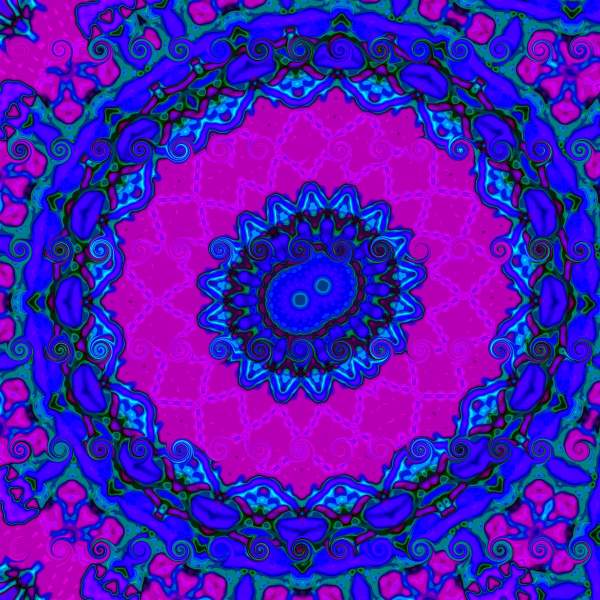Purple Blue Kaleidoscopes and Mandalas