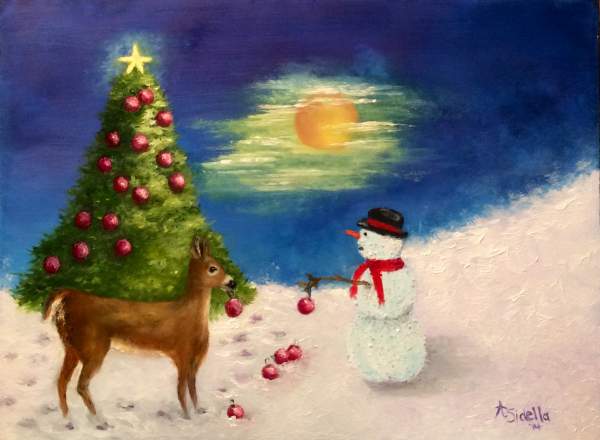 Whimsical Christmas Card Paintings 