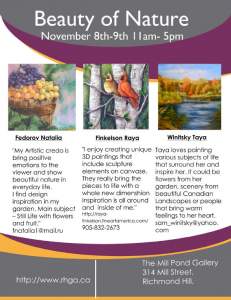 Beauty of Nature Art Show and Sale at The Mill Pond Gallery 