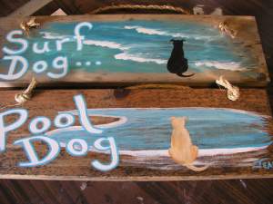 Custom Surf Dog Art available at the 2013 Florida International Dog Surfing Championship