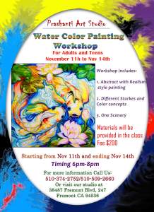 3 Days Water Color Workshop For Adults In Fremont...
