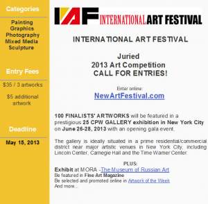 INTERNATIONAL ART FESTIVAL 2013 COMPETITION