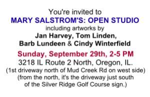 Mary Salstrom Open Studio    Sept 29th   2 To 5 Pm
