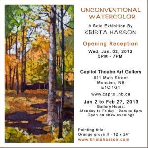 Unconventional Watercolors Solo Art Show - Capitol Theatre Art Gallery 