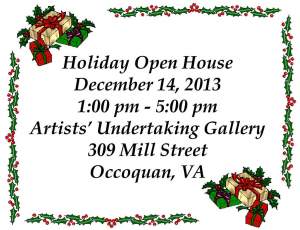 The Artists Undertaking Holiday Open House  mid December 