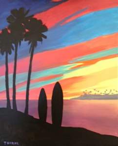 Wine And Canvas Painting Class - Sunset At The...