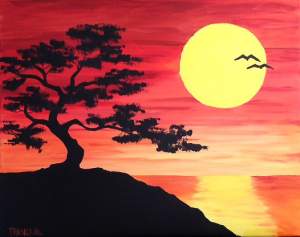 Wine And Canvas Painting Class - Bonsai Sunset