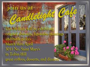 Sunset Road Gallery Invades Candlelight Cafe