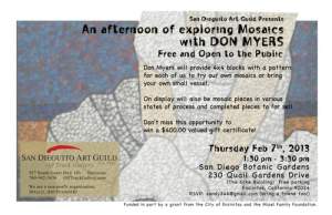 San Dieguito Art Guild Presents a Demonstration Exploring Mosaics with Don Myers