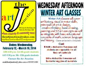 Wednesday AfterNoon Winter Art Classes  at the Art Junction 