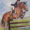 Horses that jump fine art water color  paintings